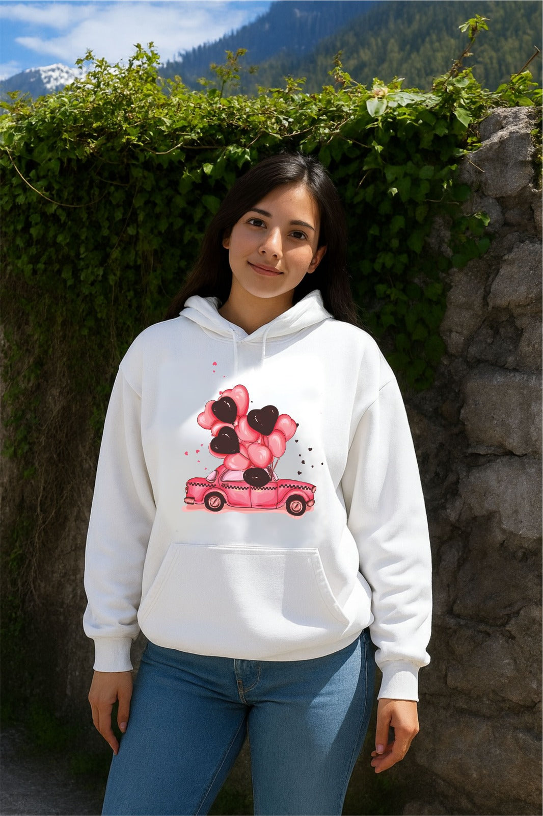 Sale White Heart Balloons Hoodie (M,L,Xl,2Xl)
