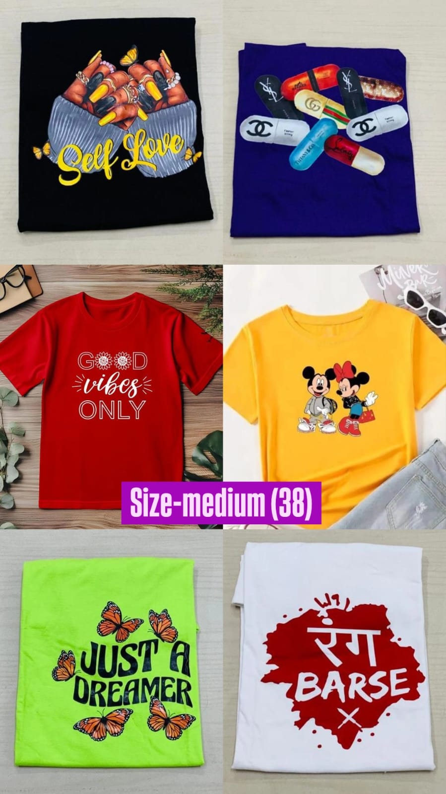 Pack Of 6 Tees (All Medium Size)