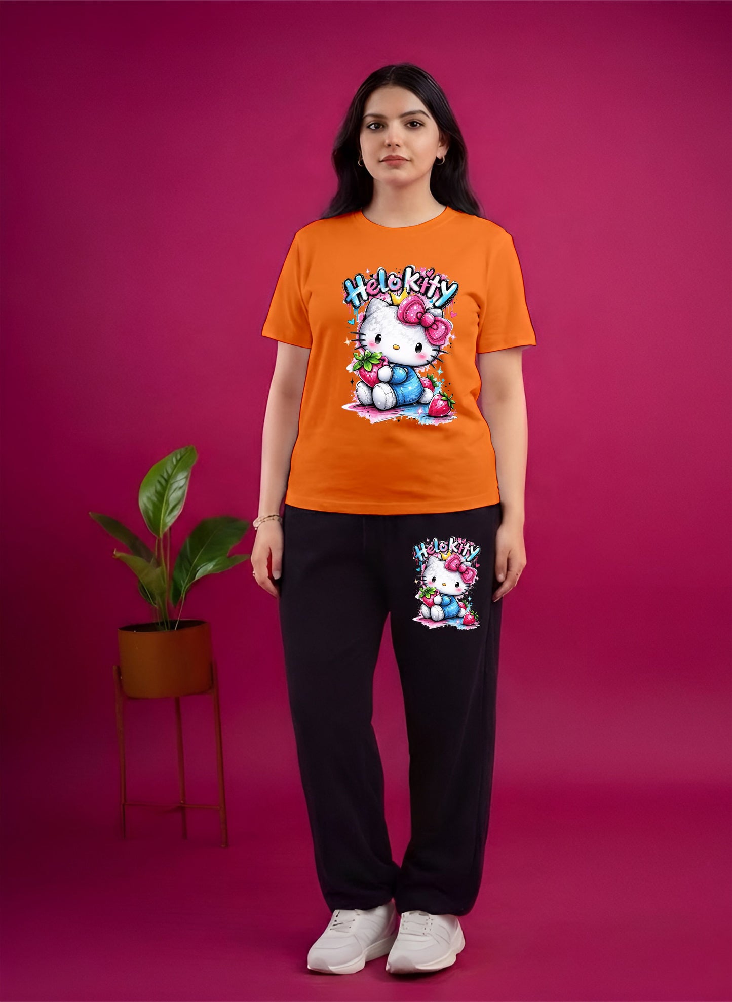 Orange Stylish Kitty Cordset