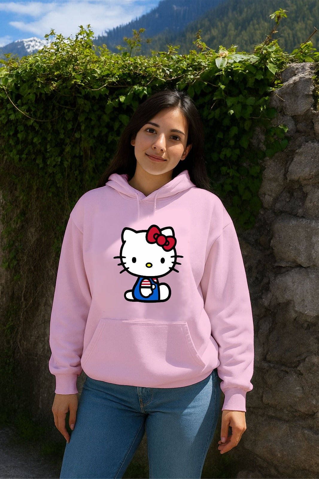 Sale Pink Big Kitty Hoodie (M,L,Xl,2Xl,3Xl)