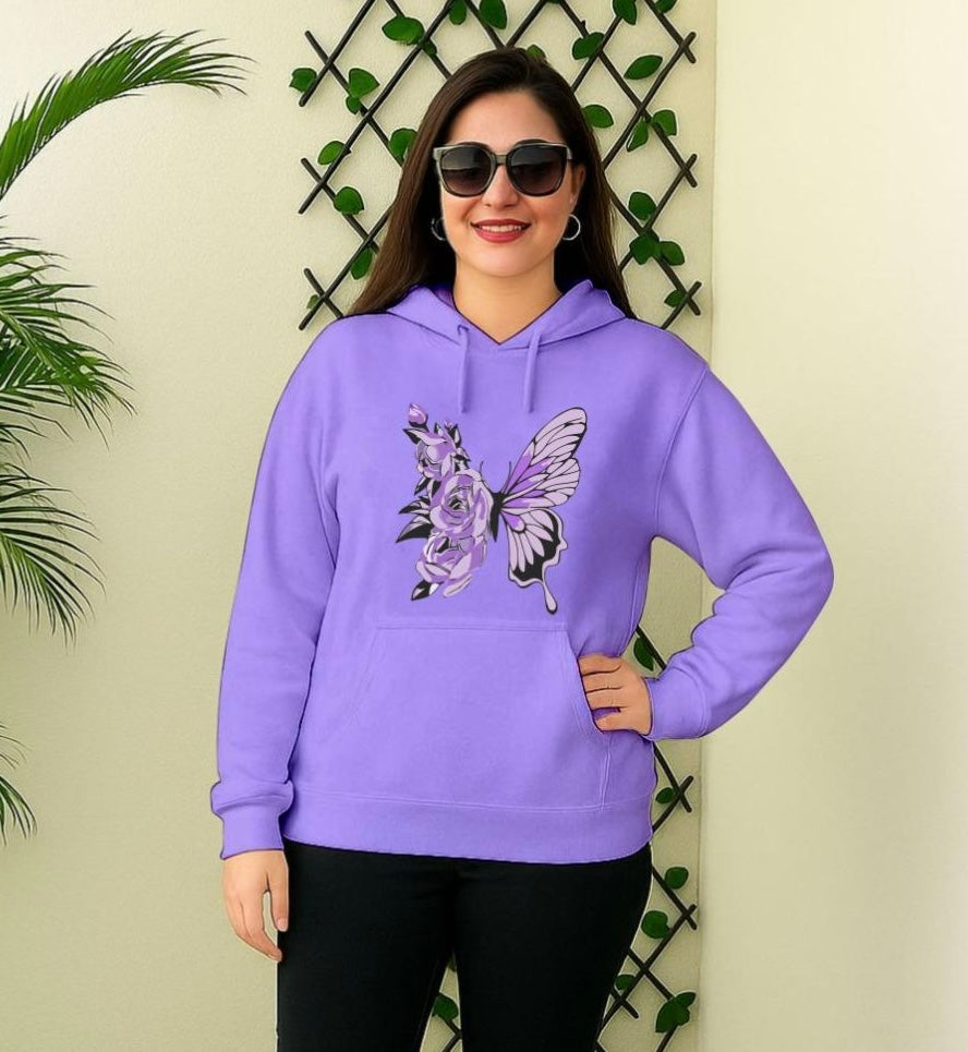 Lavender Rose Butterfly Hoodie