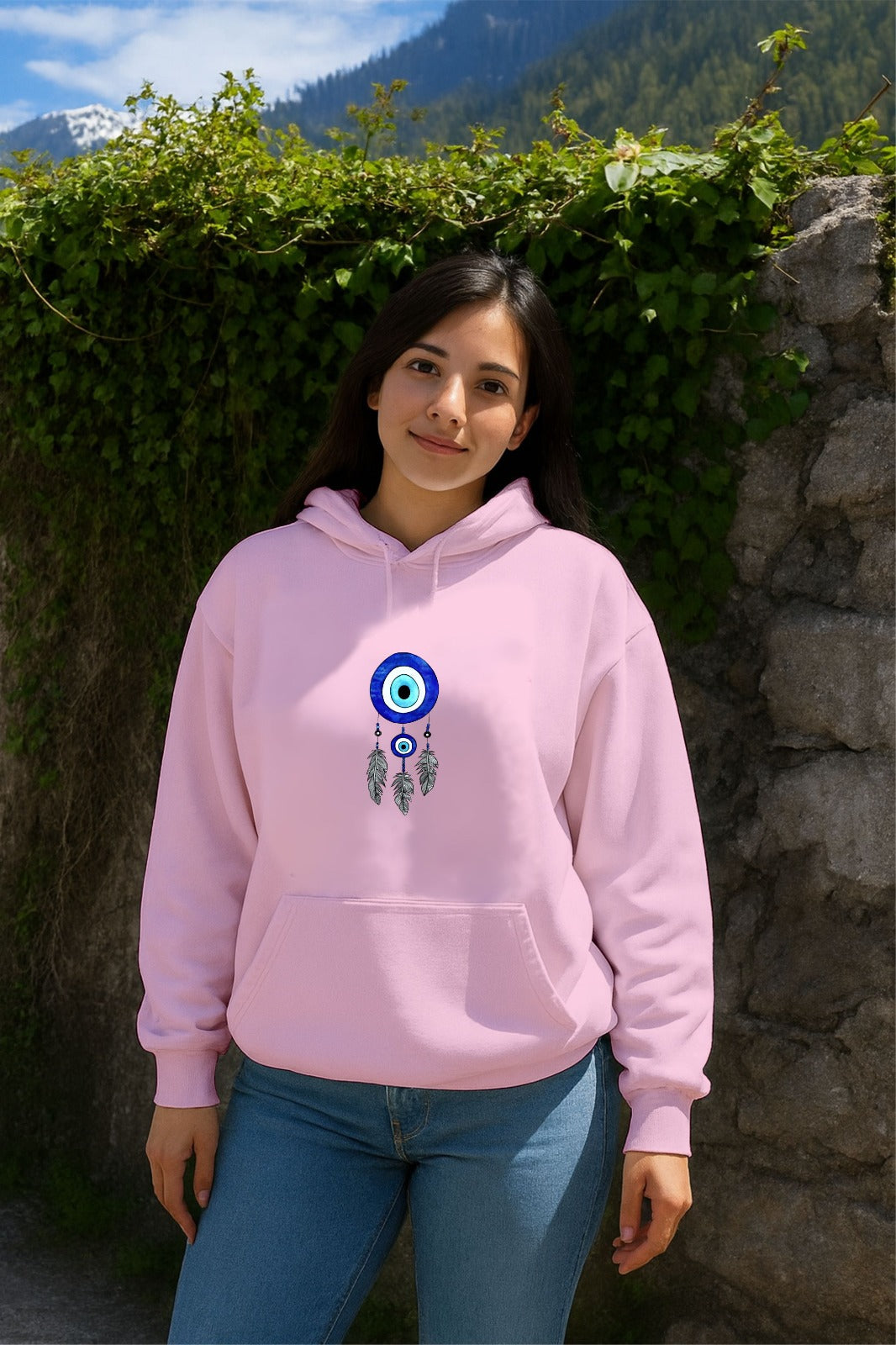 Sale Pink Evil Eye Hoodie (M,L,Xl,2Xl,3Xl)