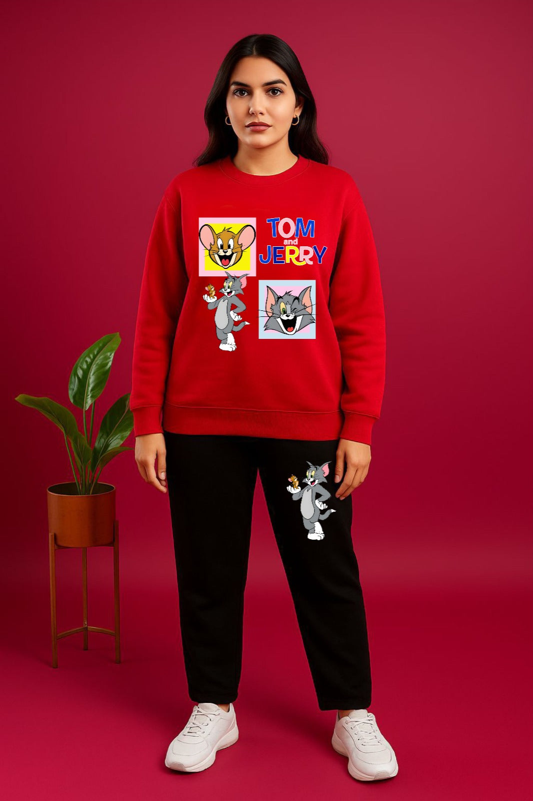 Red Cute Tom Jerry Cordset