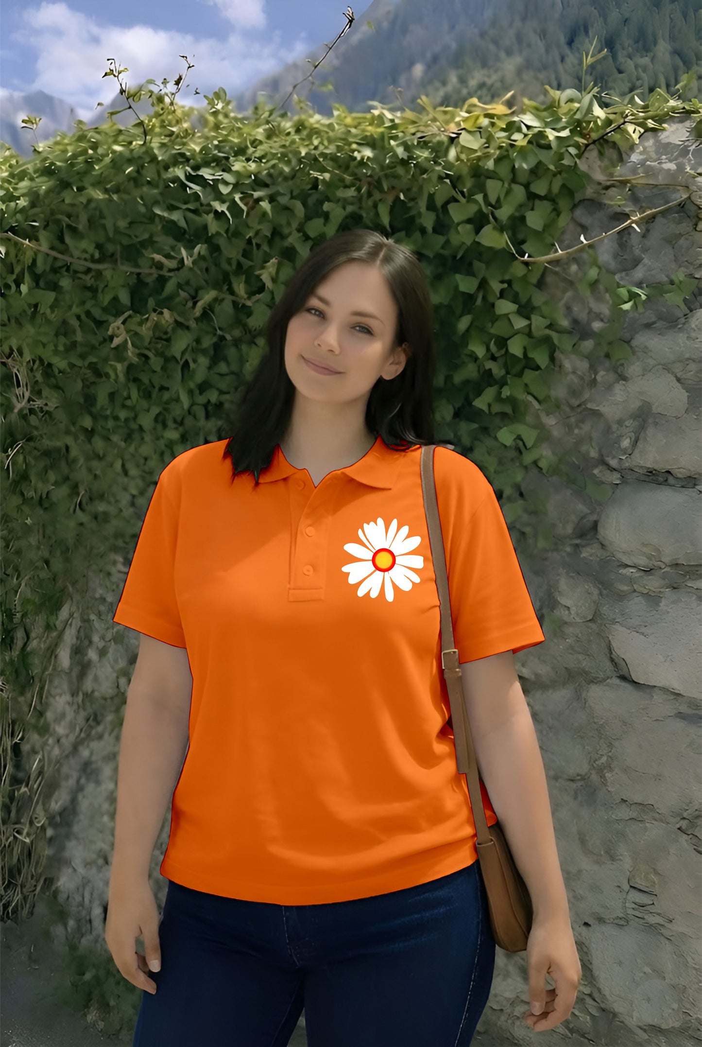 Polo Orange Flower (S,L,Xl,2Xl)