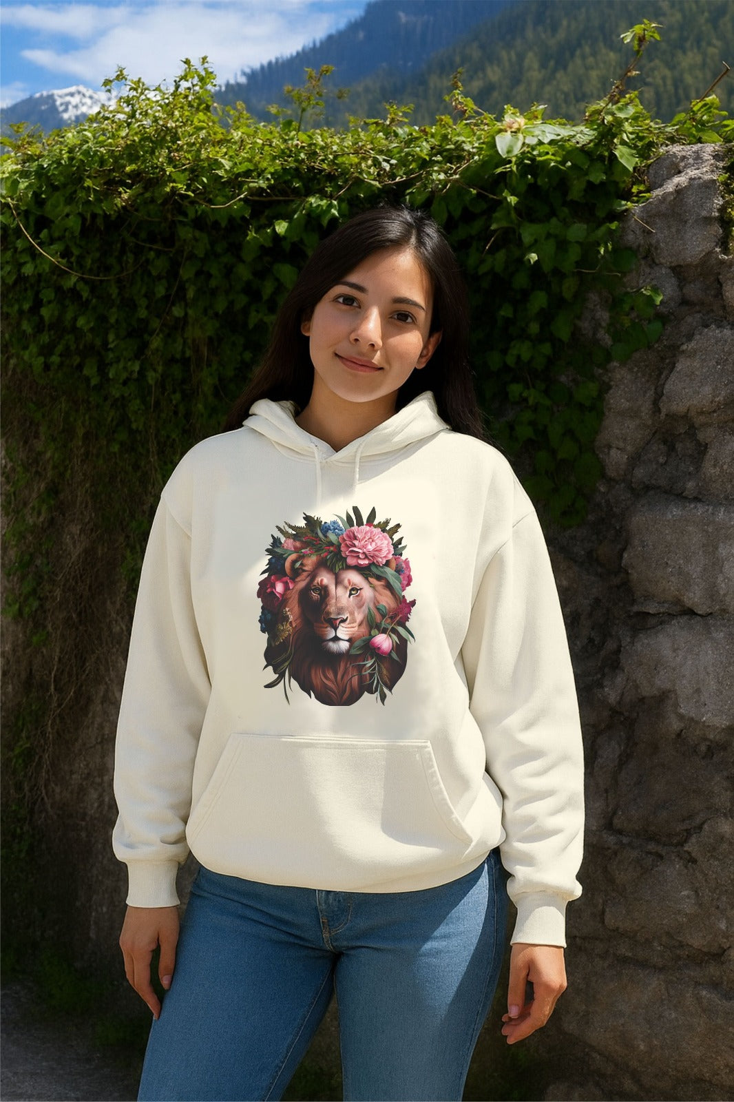 Sale Off White Floral Lioness Hoodie (M,L,Xl,2Xl)