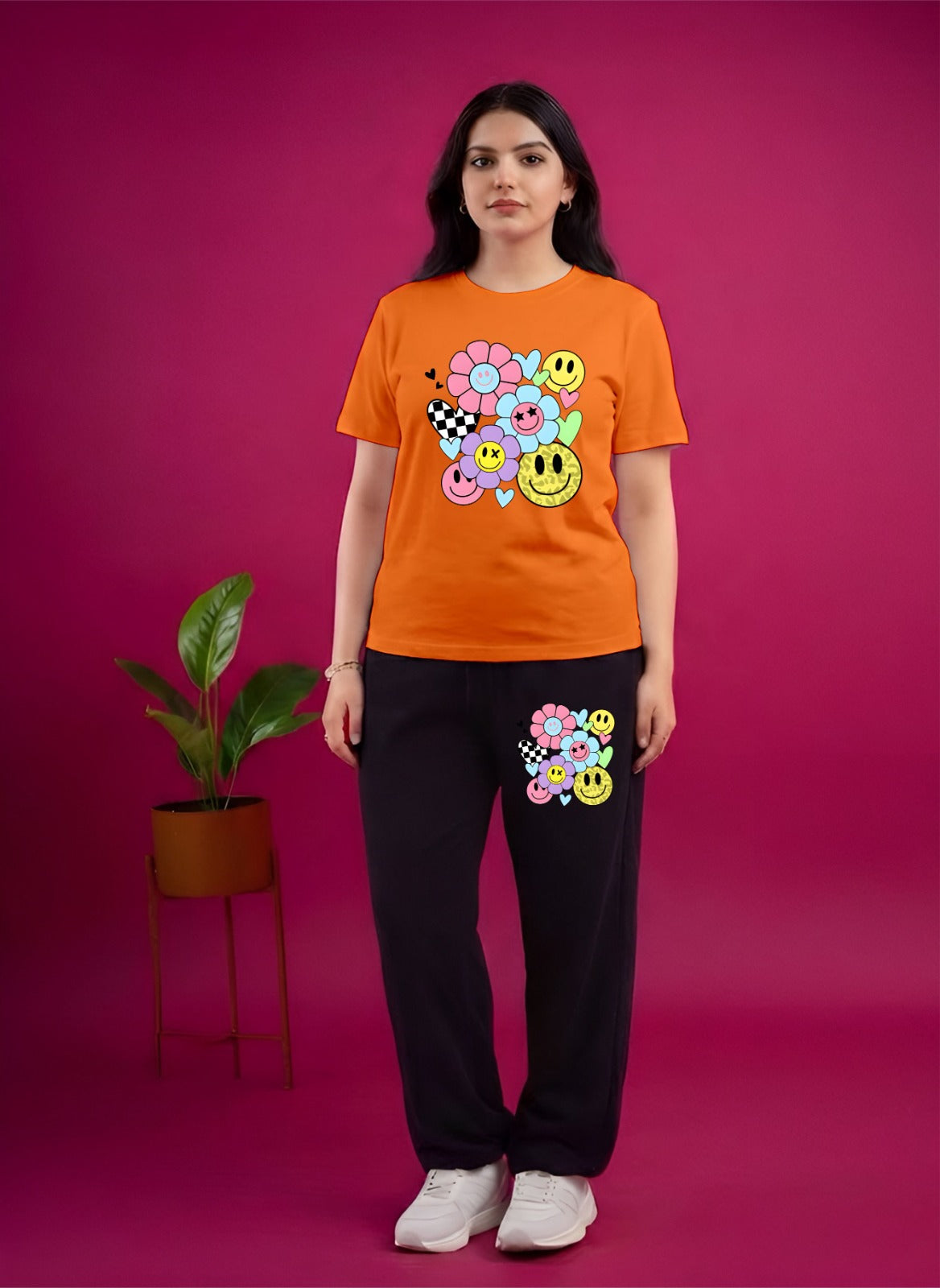 Orange Smile Flower Cordset (S,Xl)
