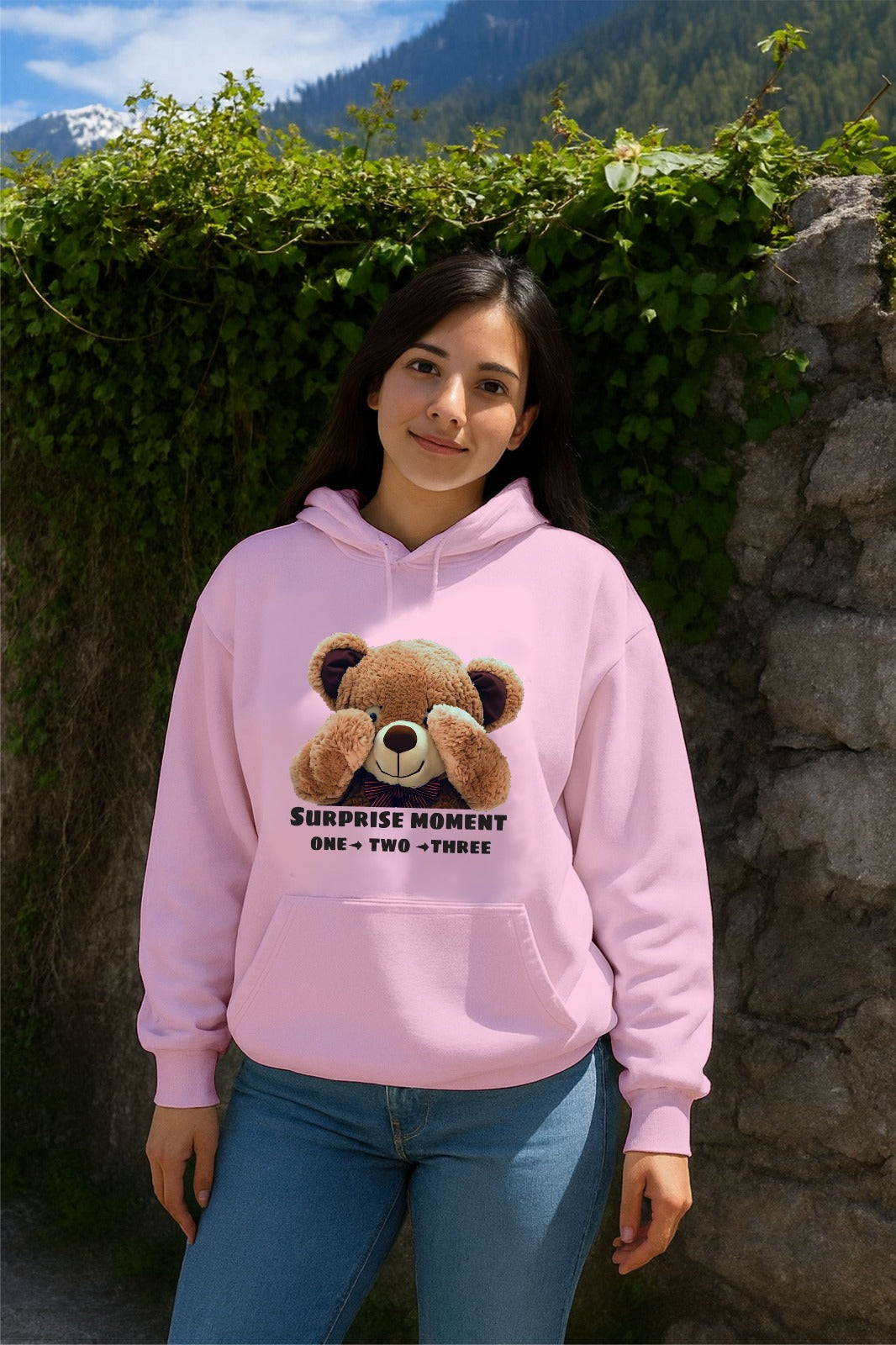 Sale Pink Surprise Teddy Hoodie (M,L,Xl,2Xl,3Xl)