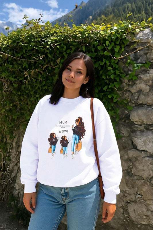 White Shopping Mom Daughters Sweatshirt