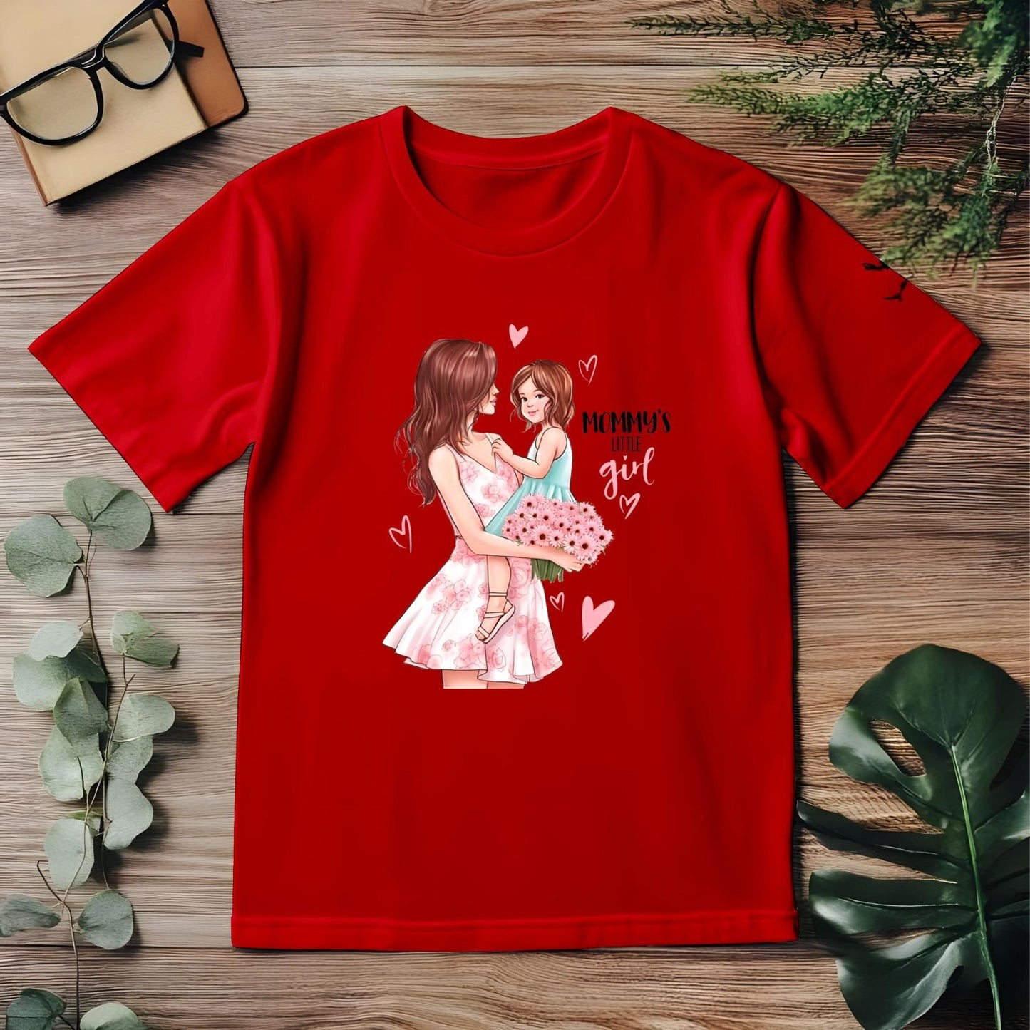 Red Mommy Little Girl
