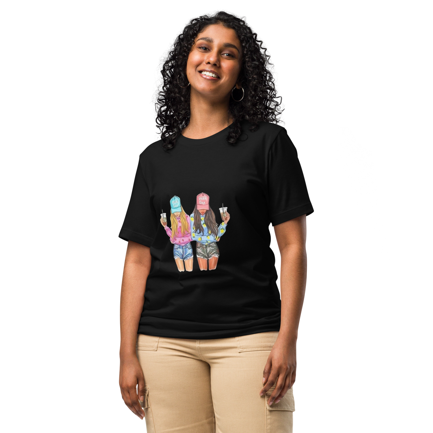 Black Two Crazy Girl T-shirt