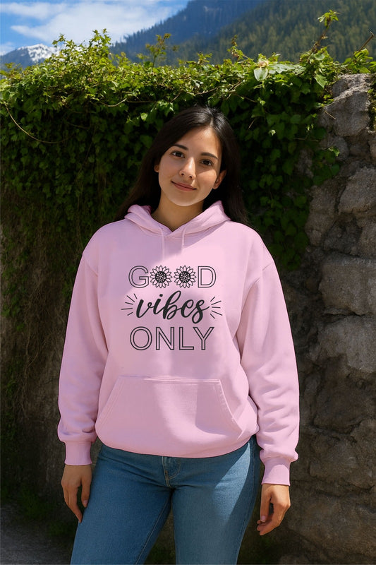 Sale Pink Good Vibes Hoodie (M,L,Xl,2Xl,3Xl)