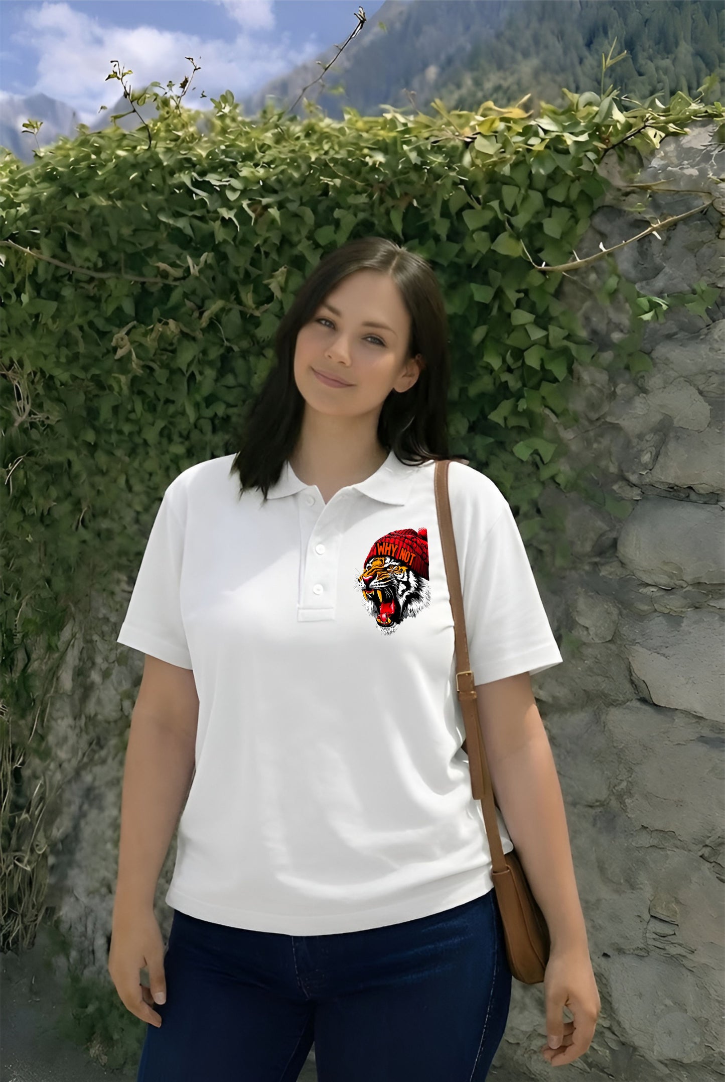 Polo White Angry Tiger