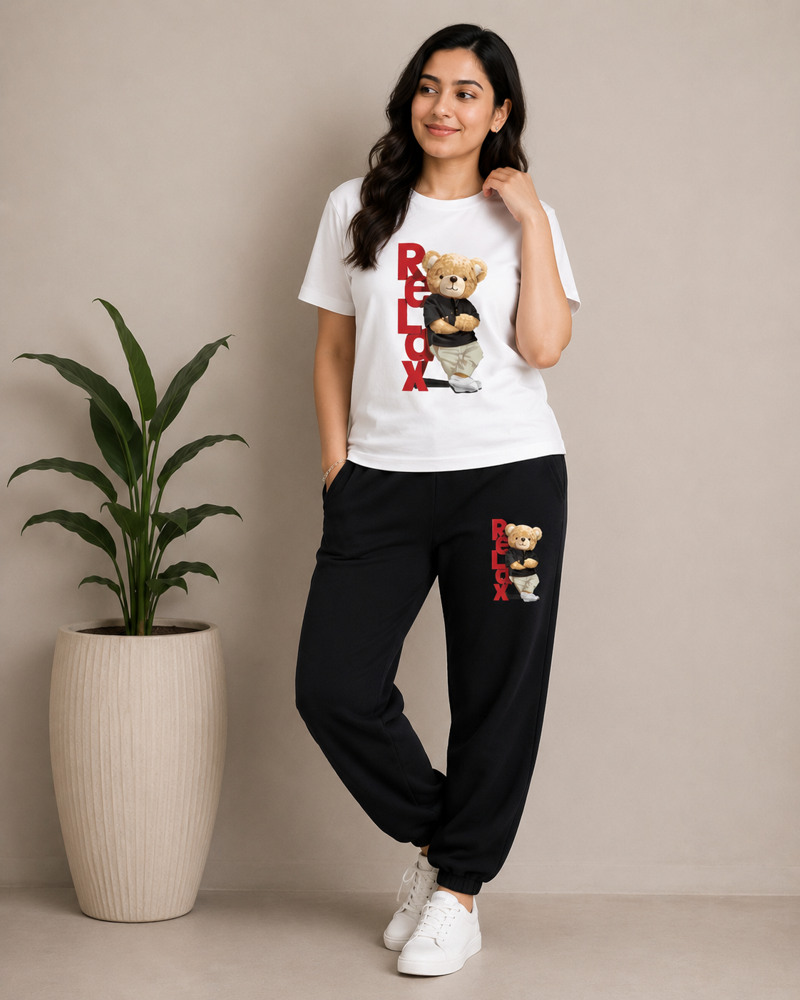 White Relax Teddy Cordset