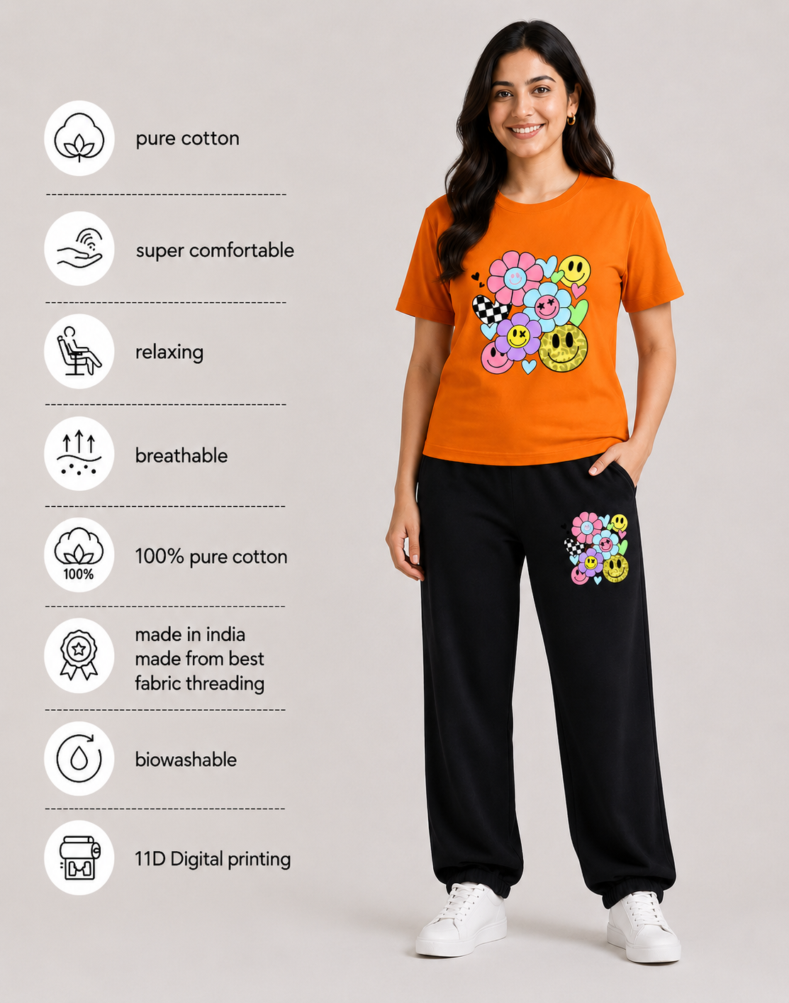 Orange Flower Smile Cordset