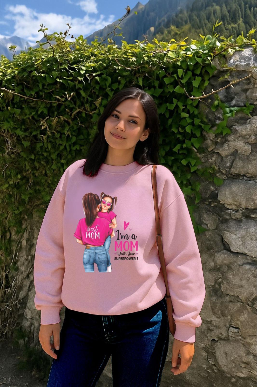 Pink I Am Mom Sweatshirt
