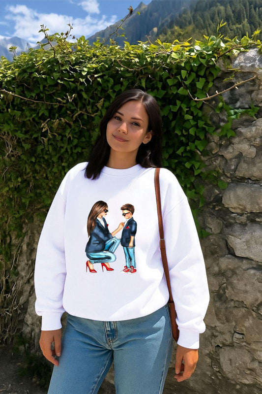 White Mother Son Sweatshirt