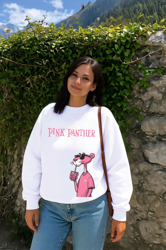 White Cute Panther Sweatshirt