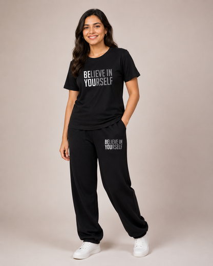 Black Believe Yourself Cordset