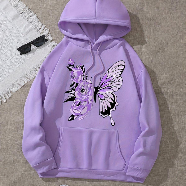 Lavender Rose Butterfly Hoodie