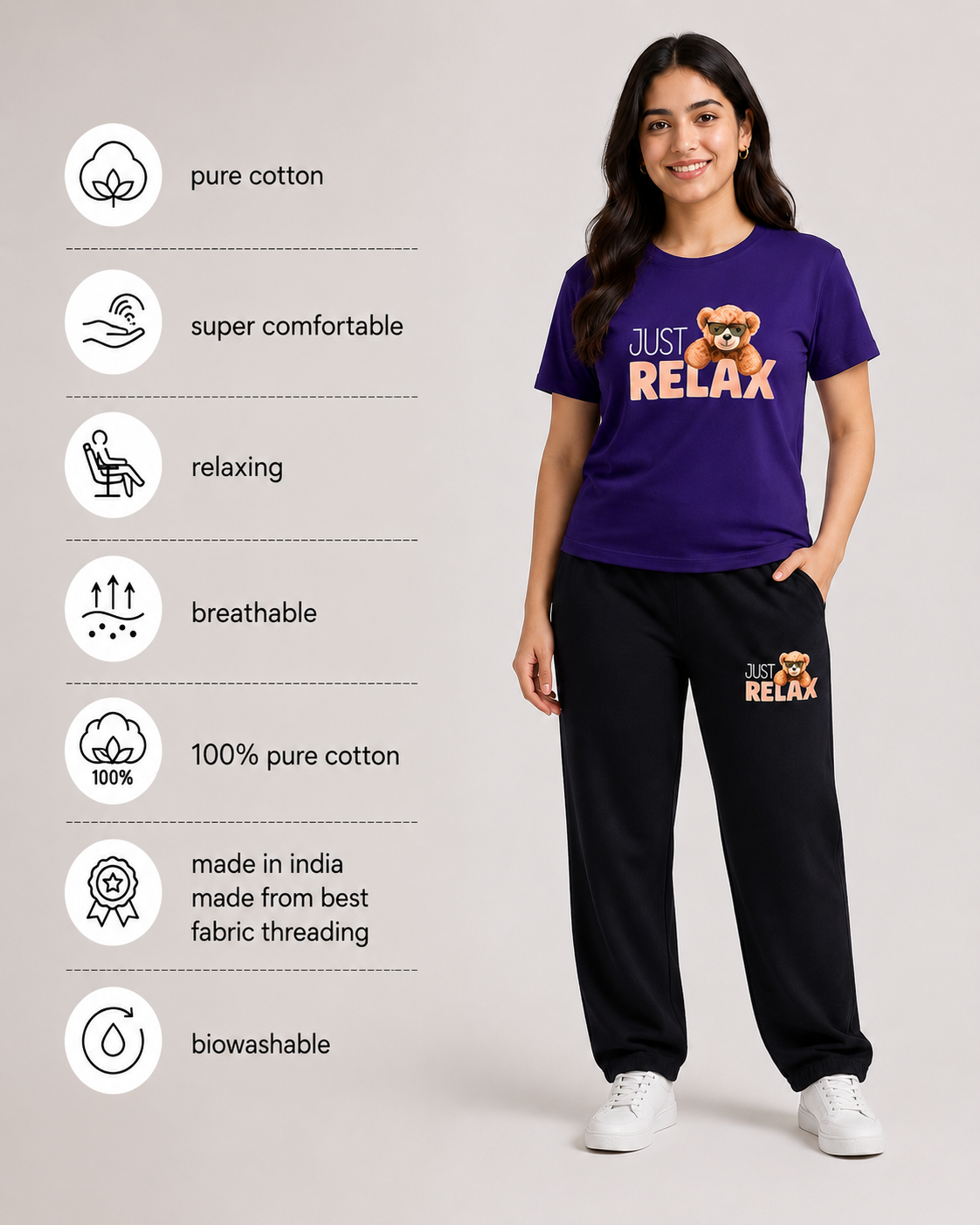 Purple New Relax Teddy Cordset