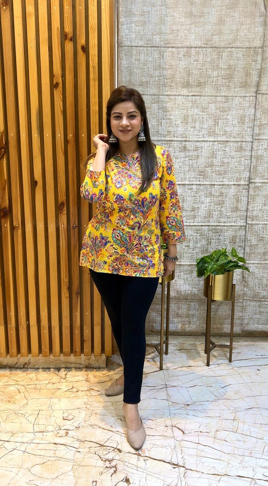 Yellow Short Kurti