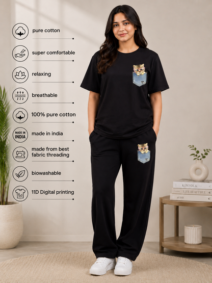 Black Pocket Kitty Cordset