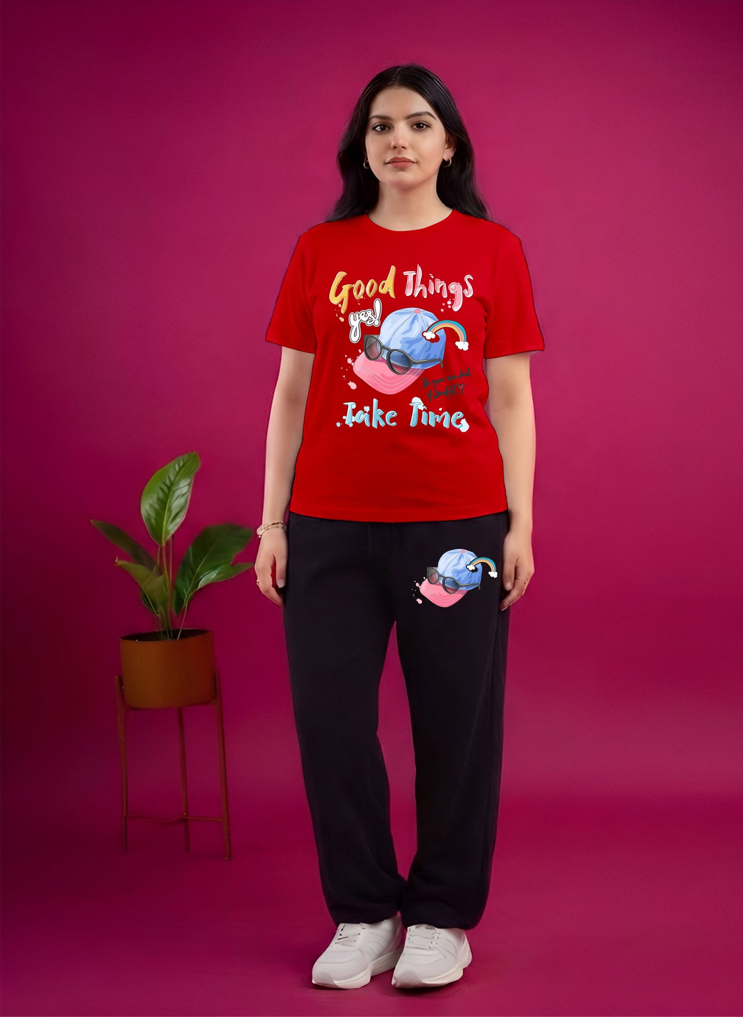 Red Good Things Take Time Cordset