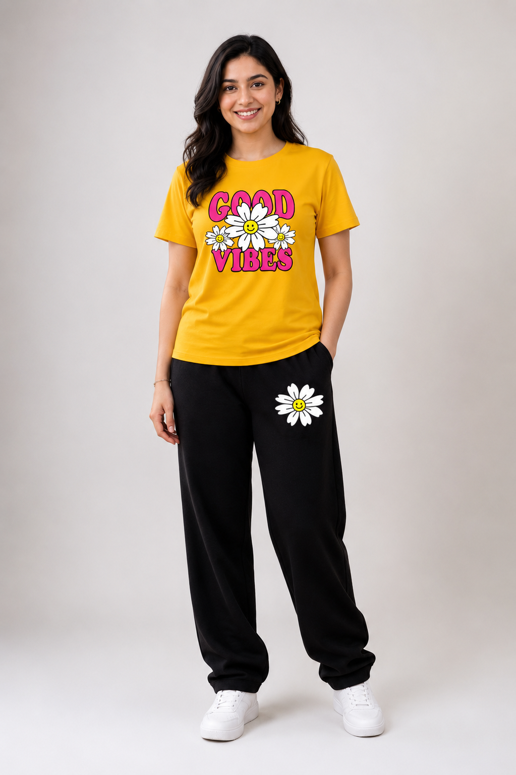 Yellow NeW Good Vibes Cordset
