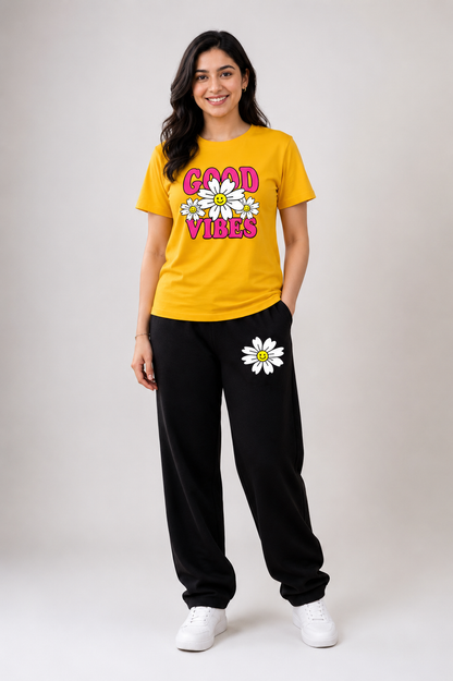 Yellow NeW Good Vibes Cordset