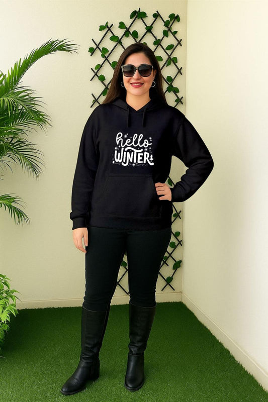 Black Hello Winter Hoodie