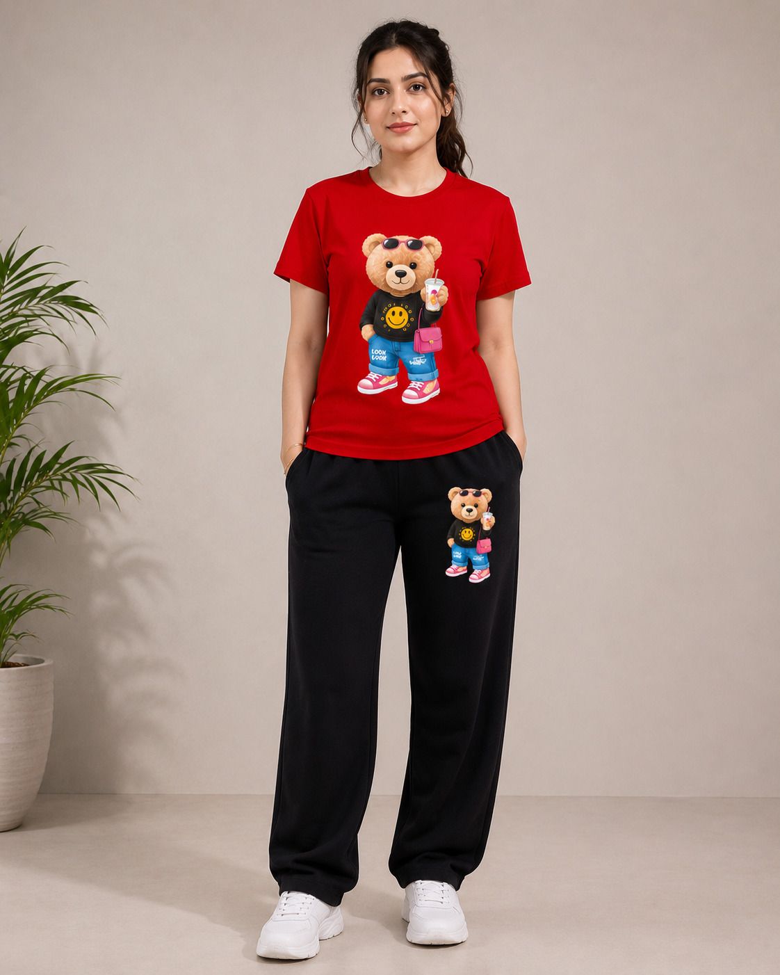 Red Stlyish Teddy Cordset