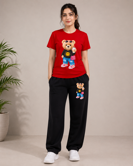 Red Stlyish Teddy Cordset