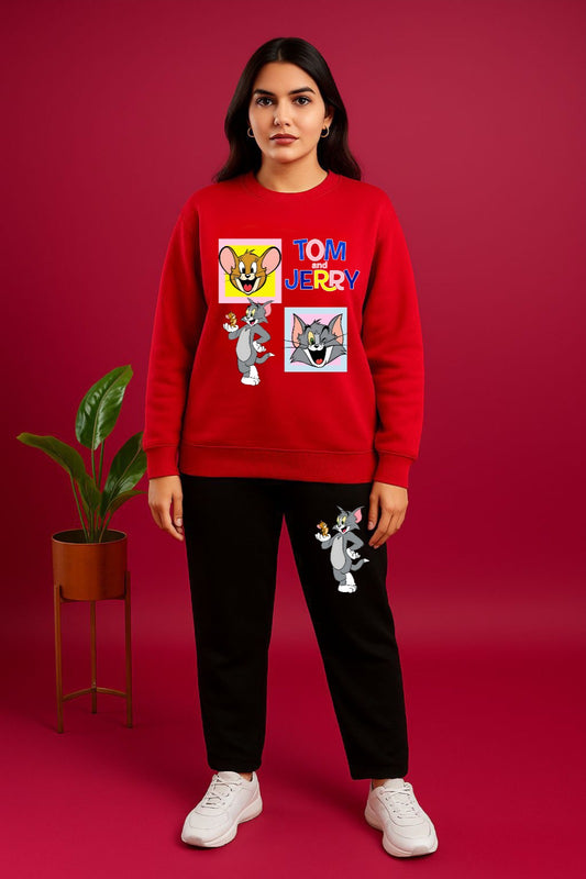 Red Cute Tom Jerry Cordset