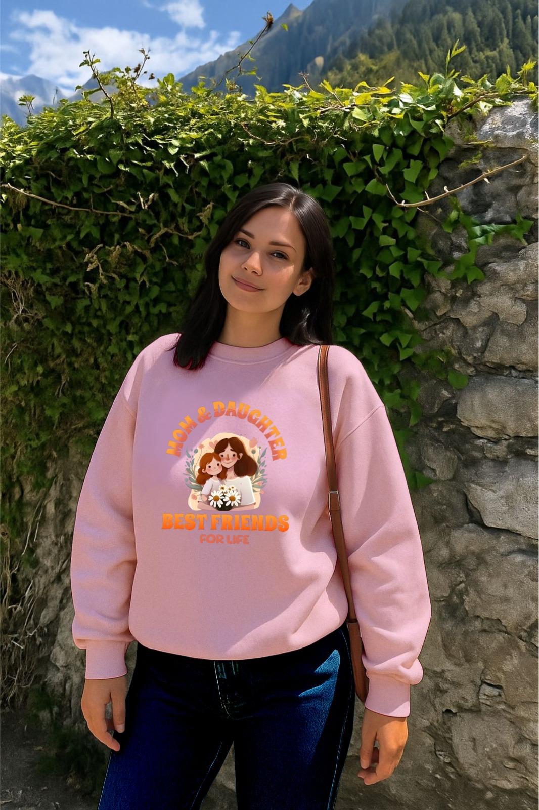 Pink Mom Daughter Best Friends Sweatshirt
