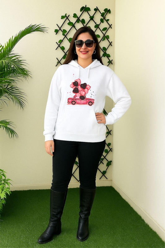 White Heart Balloons Hoodie