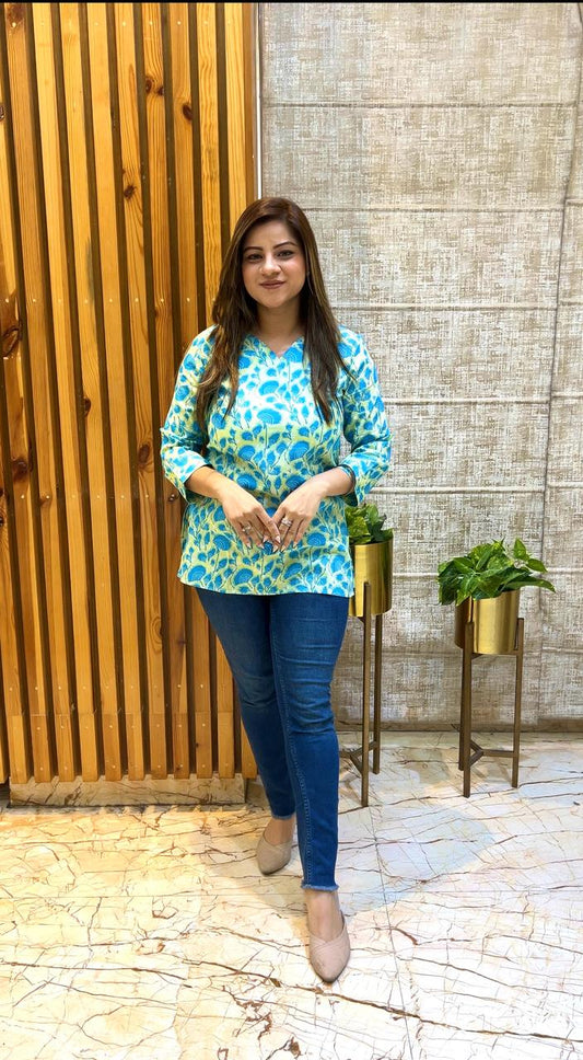 Sky blue Short Kurti