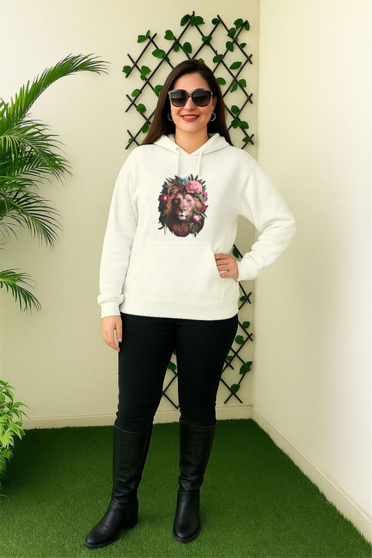 Off White Floral Lioness Hoodie