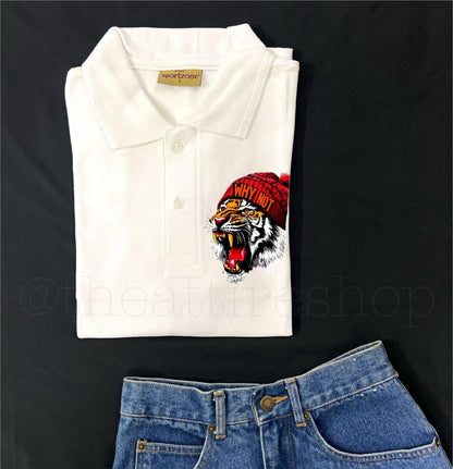 Polo White Angry Tiger