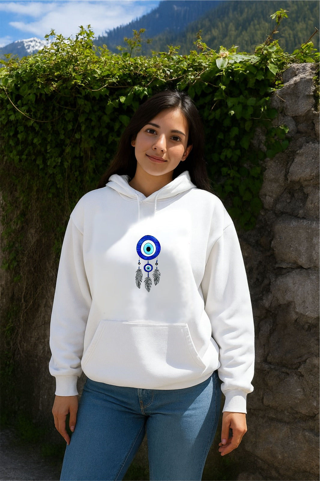 Sale White Evil Eye Hoodie (M,L,Xl,2Xl,3Xl)