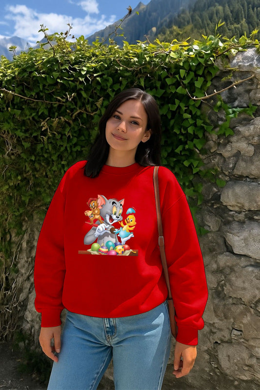Red Naughty Tom Jerry Sweatshirt