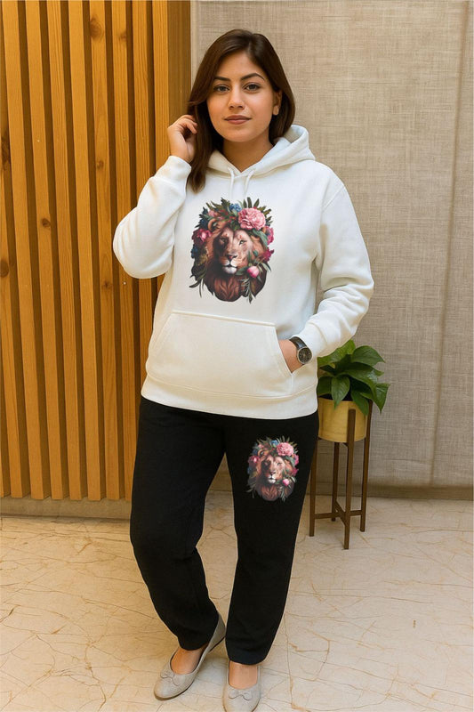 White Floral Lioness Cordhoodset
