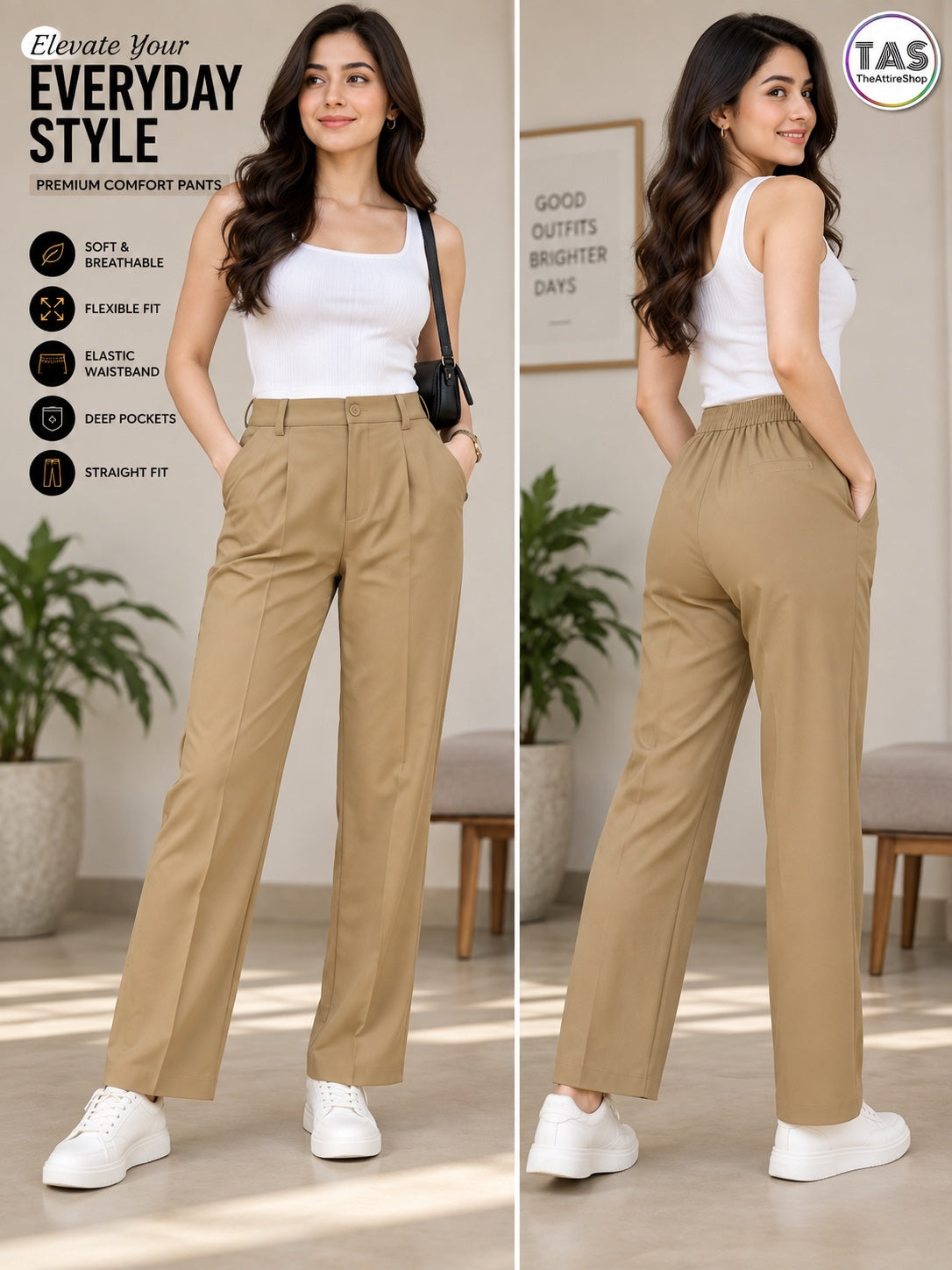 Khaki Beige Korean Pant