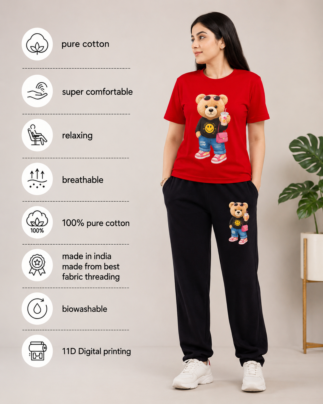 Red Stlyish Teddy Cordset