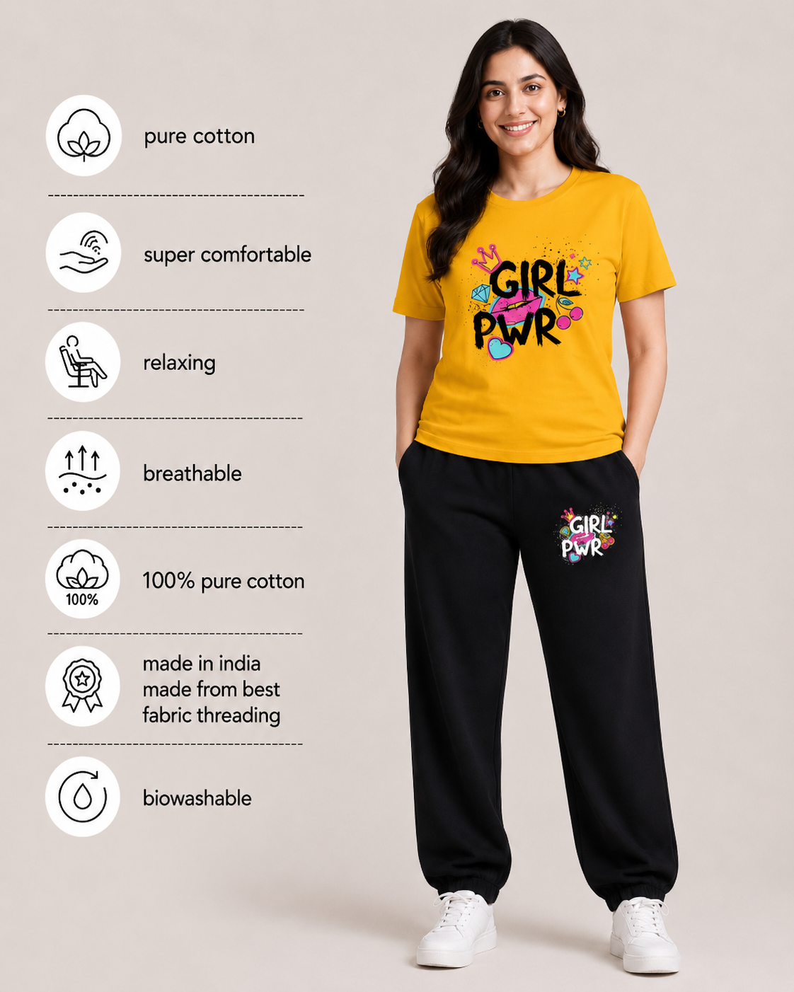 Yellow Girl Power Cordset